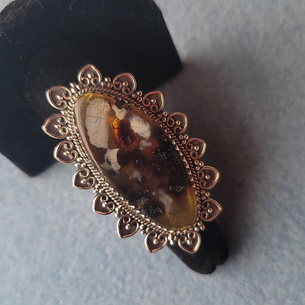 Sterling Amber Ring - Picture 4 of 7